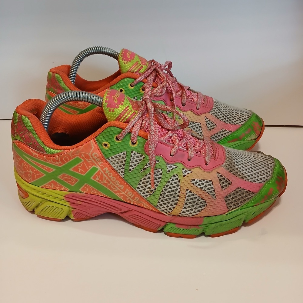 Asics Gel Noosa Tri 9 Women 7 Green Pink Running Sneakers C401N